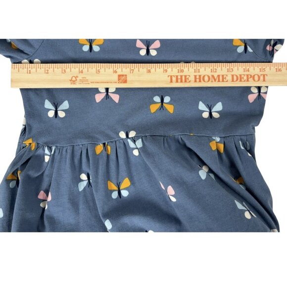 Hanna Andersson Fable Dress 150 Girls 12 Seacloth Blue Cotton Butterflies - Picture 6 of 8